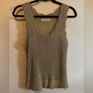 LOFT Gold Scoop Neck Tank Sweater
